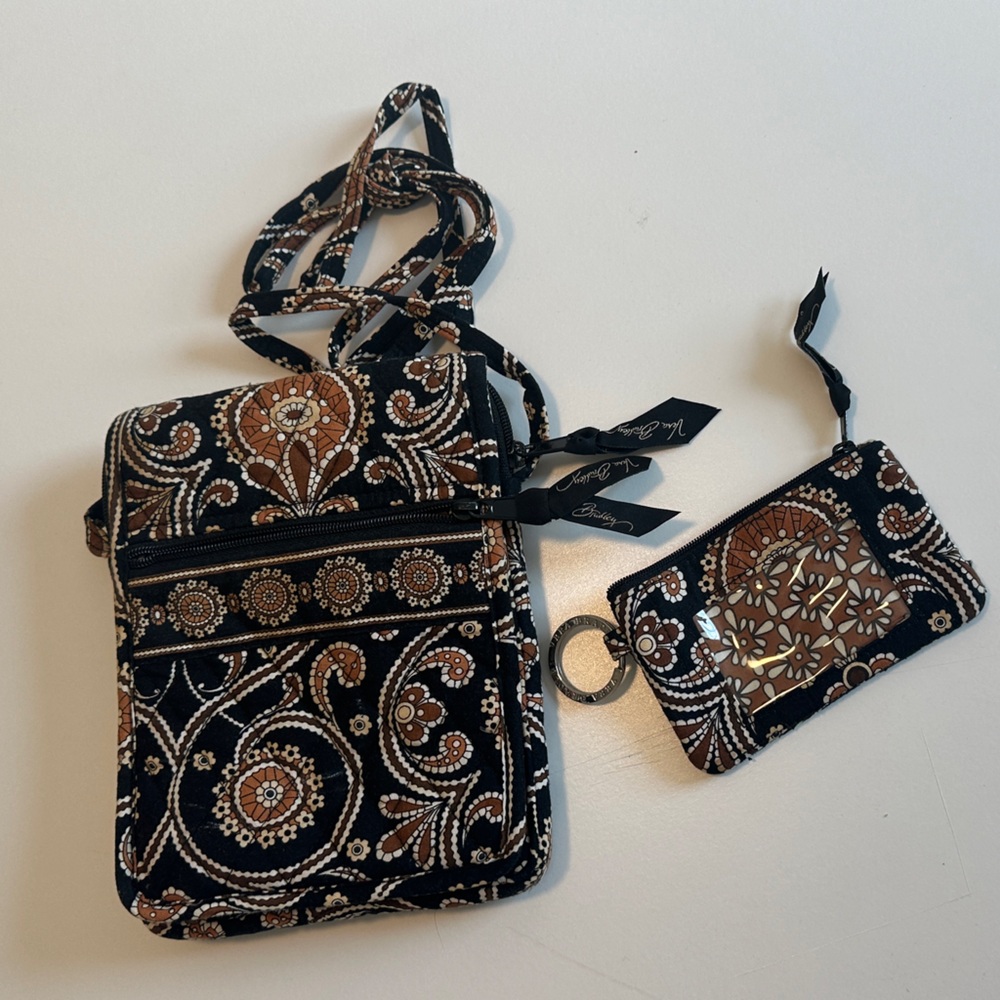 Vera Bradley Cafe Latte Black and Brown Paisley Crossbody Bag